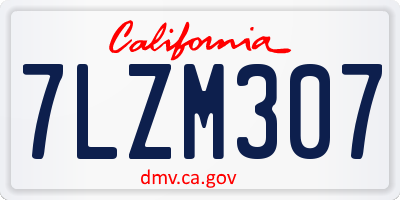CA license plate 7LZM307