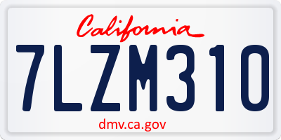 CA license plate 7LZM310