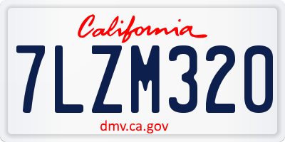 CA license plate 7LZM320