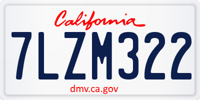 CA license plate 7LZM322