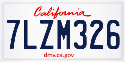 CA license plate 7LZM326