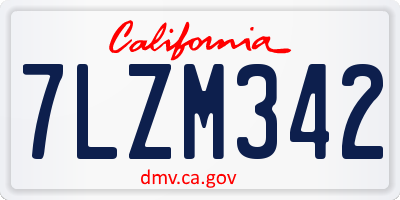 CA license plate 7LZM342