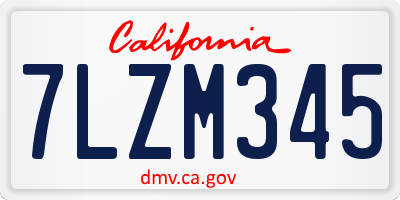 CA license plate 7LZM345