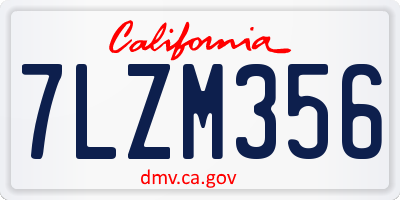 CA license plate 7LZM356