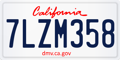 CA license plate 7LZM358