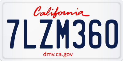 CA license plate 7LZM360