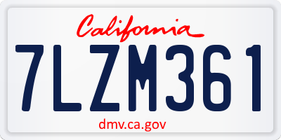 CA license plate 7LZM361