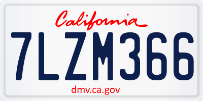 CA license plate 7LZM366