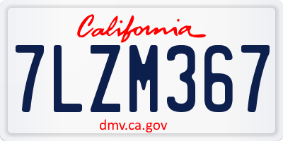 CA license plate 7LZM367