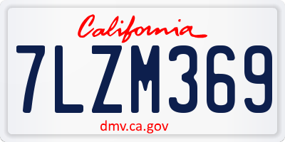 CA license plate 7LZM369