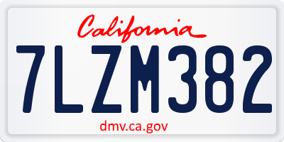 CA license plate 7LZM382