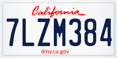 CA license plate 7LZM384