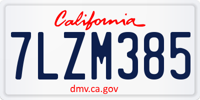 CA license plate 7LZM385