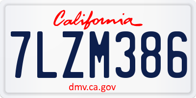 CA license plate 7LZM386