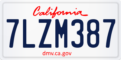 CA license plate 7LZM387