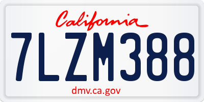 CA license plate 7LZM388