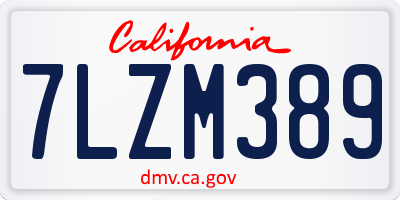CA license plate 7LZM389