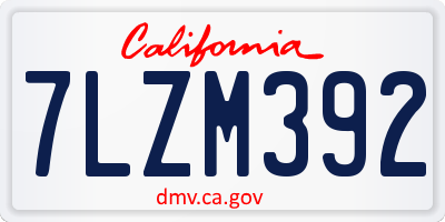 CA license plate 7LZM392