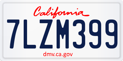 CA license plate 7LZM399