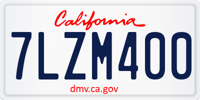 CA license plate 7LZM400