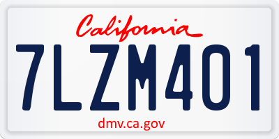 CA license plate 7LZM401