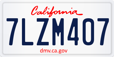 CA license plate 7LZM407