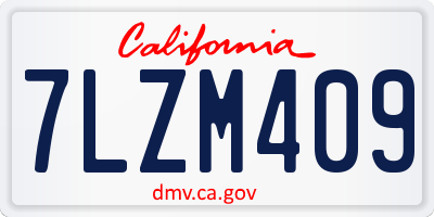 CA license plate 7LZM409
