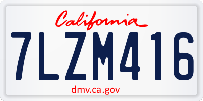 CA license plate 7LZM416
