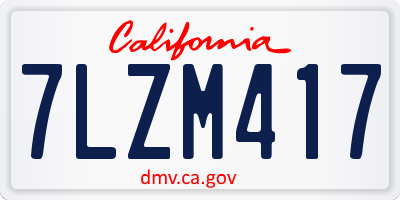 CA license plate 7LZM417