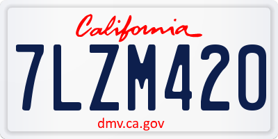 CA license plate 7LZM420