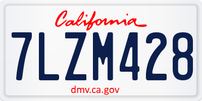 CA license plate 7LZM428