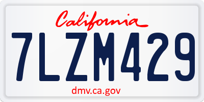 CA license plate 7LZM429