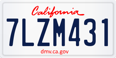CA license plate 7LZM431