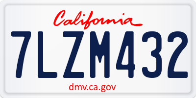 CA license plate 7LZM432