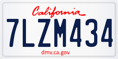 CA license plate 7LZM434