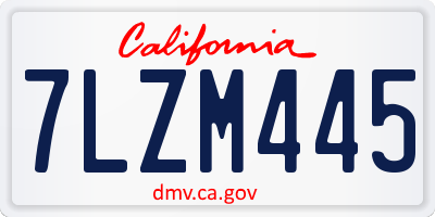 CA license plate 7LZM445