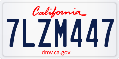CA license plate 7LZM447