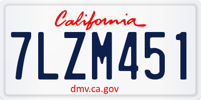 CA license plate 7LZM451