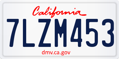 CA license plate 7LZM453