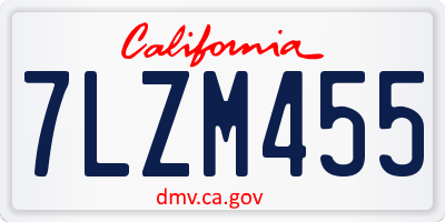 CA license plate 7LZM455