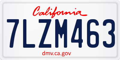 CA license plate 7LZM463