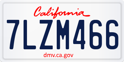 CA license plate 7LZM466