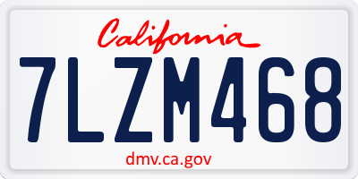 CA license plate 7LZM468