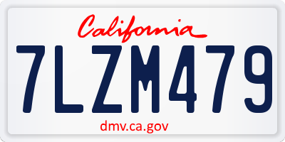 CA license plate 7LZM479