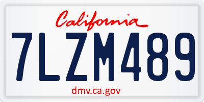 CA license plate 7LZM489