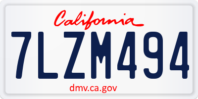 CA license plate 7LZM494