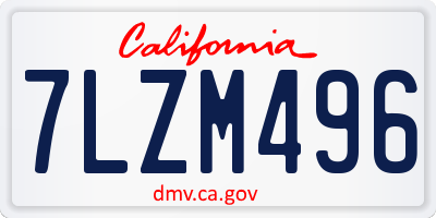 CA license plate 7LZM496