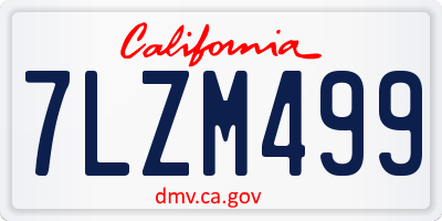 CA license plate 7LZM499