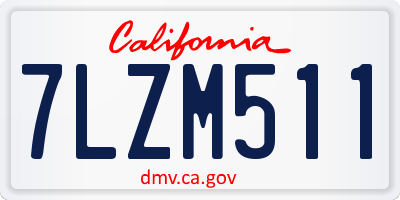 CA license plate 7LZM511