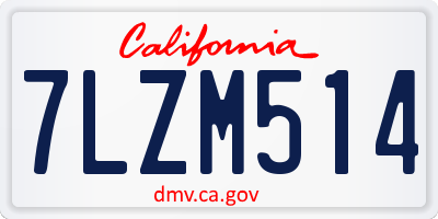 CA license plate 7LZM514